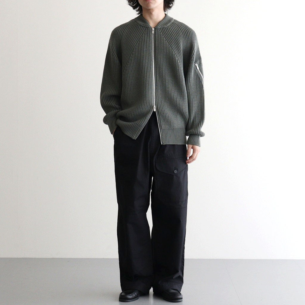 BATONER ウール梳毛片畔 ジップカーディガン #KHAKI [HR-N003-051]