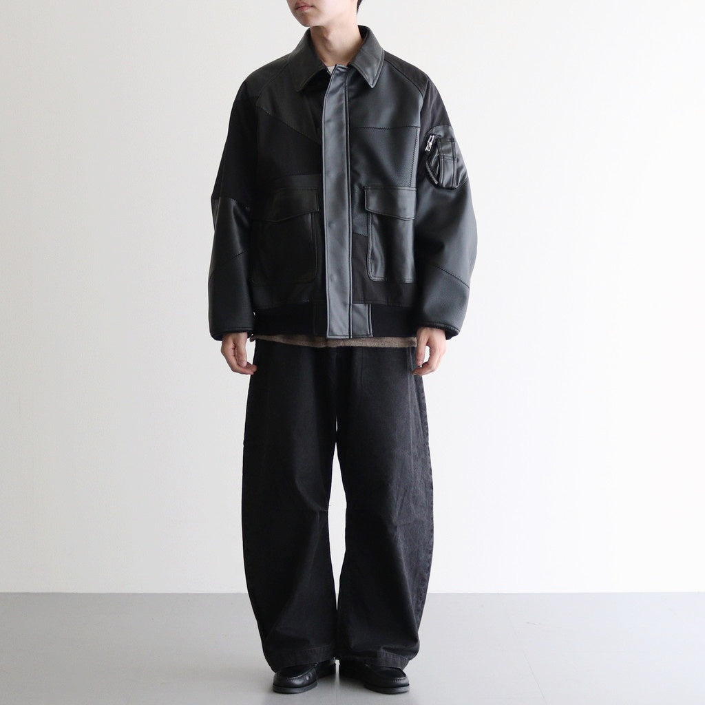 ブルゾンブラックchiii様 合皮MIXジップブルゾン #BLACK [HP-J011-051] – ciacura