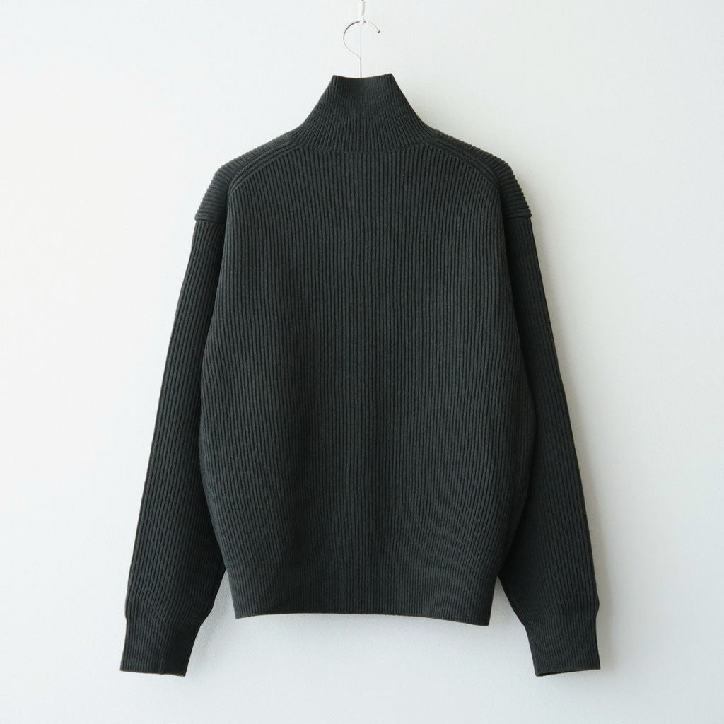 SUPER FINE WOOL RIB KNIT ZIP CARDIGAN #TOP DARK OLIVE [A26AC01RK]