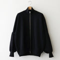 OVERSIZED DOUBLE KNIT ZIP JACKET #BLACK / BLACK [ST.1132]