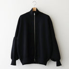 OVERSIZED DOUBLE KNIT ZIP JACKET #BLACK / BLACK [ST.1132]