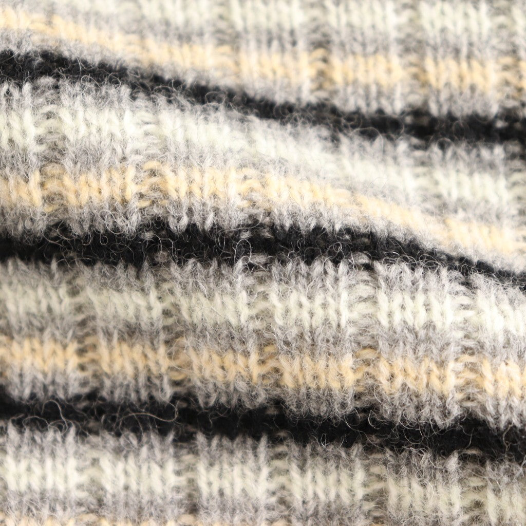 SHETLAND WOOL CASHMERE RIB KNIT BOAT-NECK P/O #GRAY STRIPE [A25AP03SB]