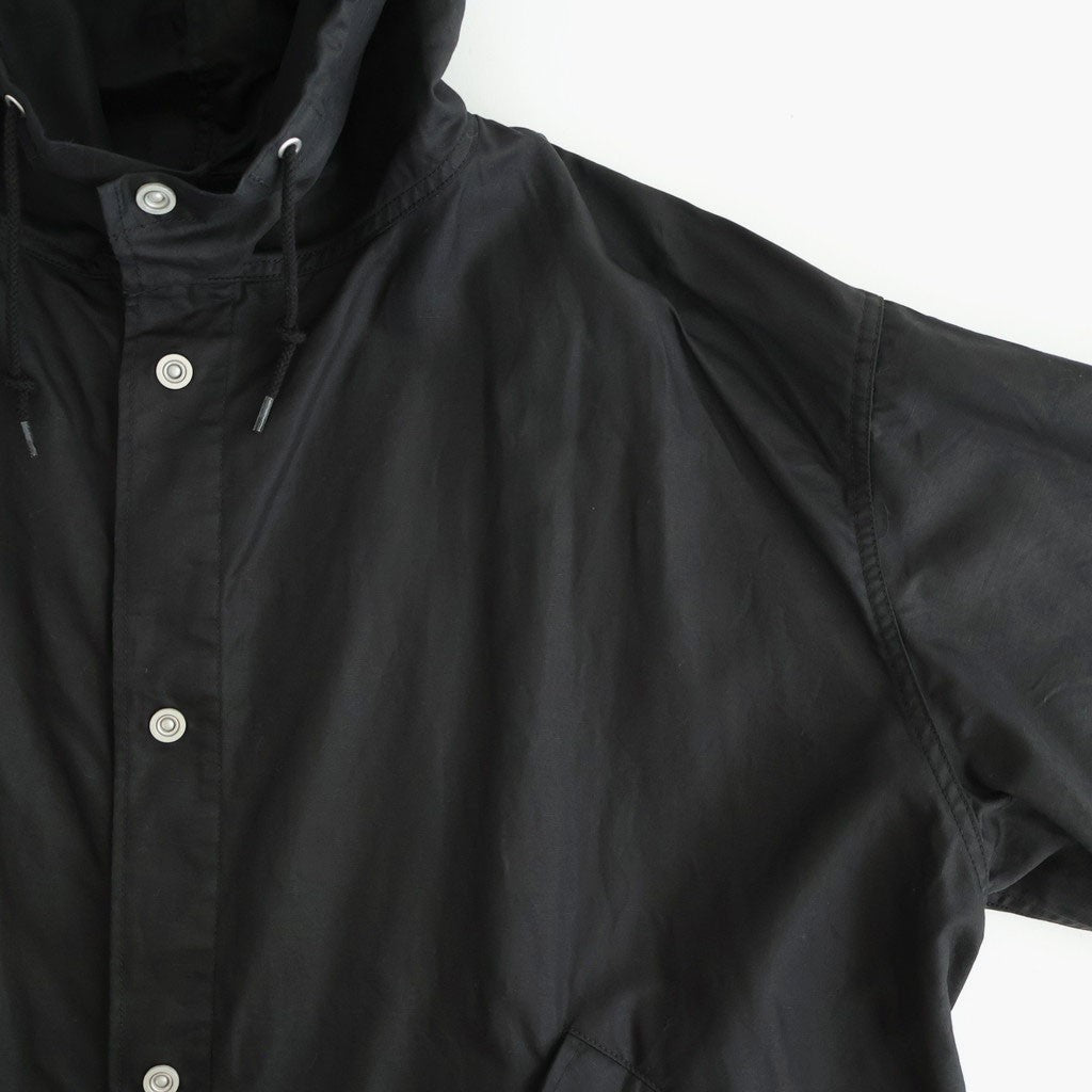 綿麻ツイル 製品洗い モッズコート #BLACK [HQ-C002-051]