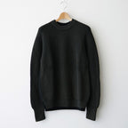 BATONER ウール梳毛片畔 ブリーチ加工 セーター #BLACK [HR-N001-051]