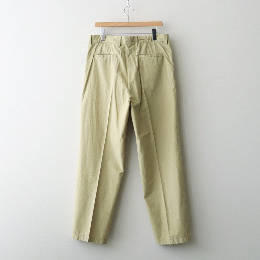GARMENT-DYED FINX SHUTTLE WEATHER ONE-TUCK SLACKS #KHAKI BEIGE