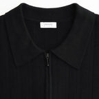 Rib Pattern Half Zip Polo #Black [2501-012]