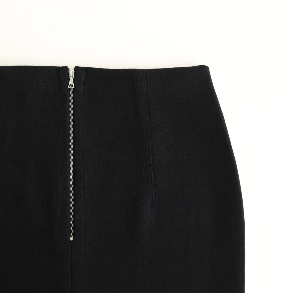 COTTON SILK STRETCH DOUBLE FACE KNIT SKIRT #BLACK [A25SS02WF]
