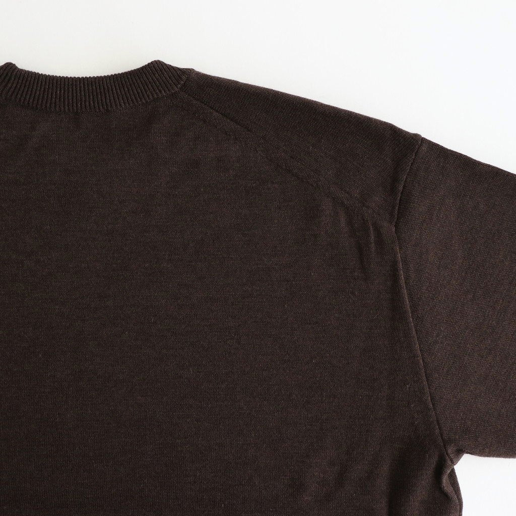 WOOL WASHI CREWNECK SWEATER #BROWN TOP [KRAGGW0102]