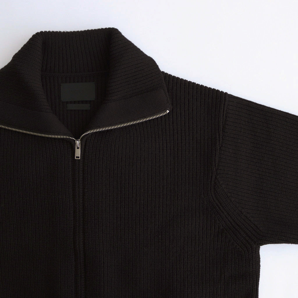 3/4 FRONT ZIP HIGHNECK RIB SWEATER #DARK BROWN [YK24FW0829S]