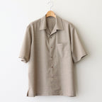 SUPER FINE TROPICAL WOOL OPEN COLLAR HALF SLEEVED SHIRT #TOP LIGHT BROWN [A25SS02WT]