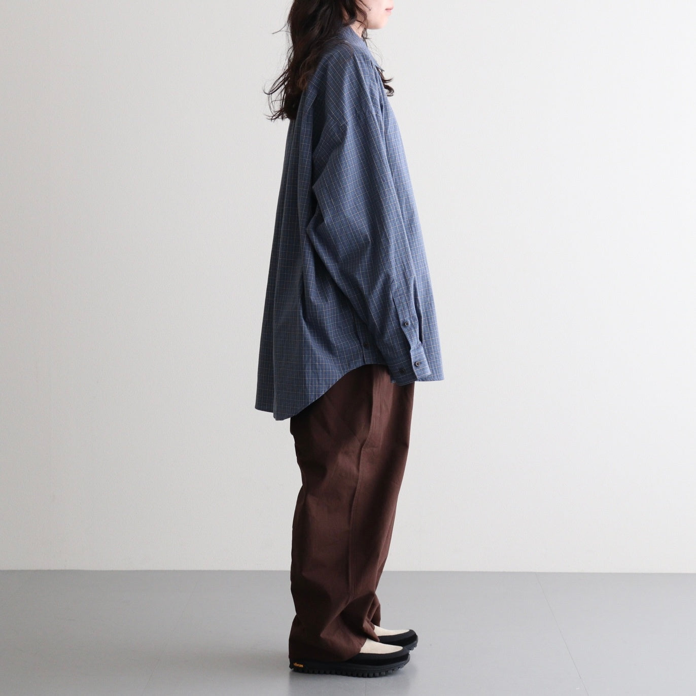 Cotton Check Cape Shirt #BLUE [I26SS-SH101A]