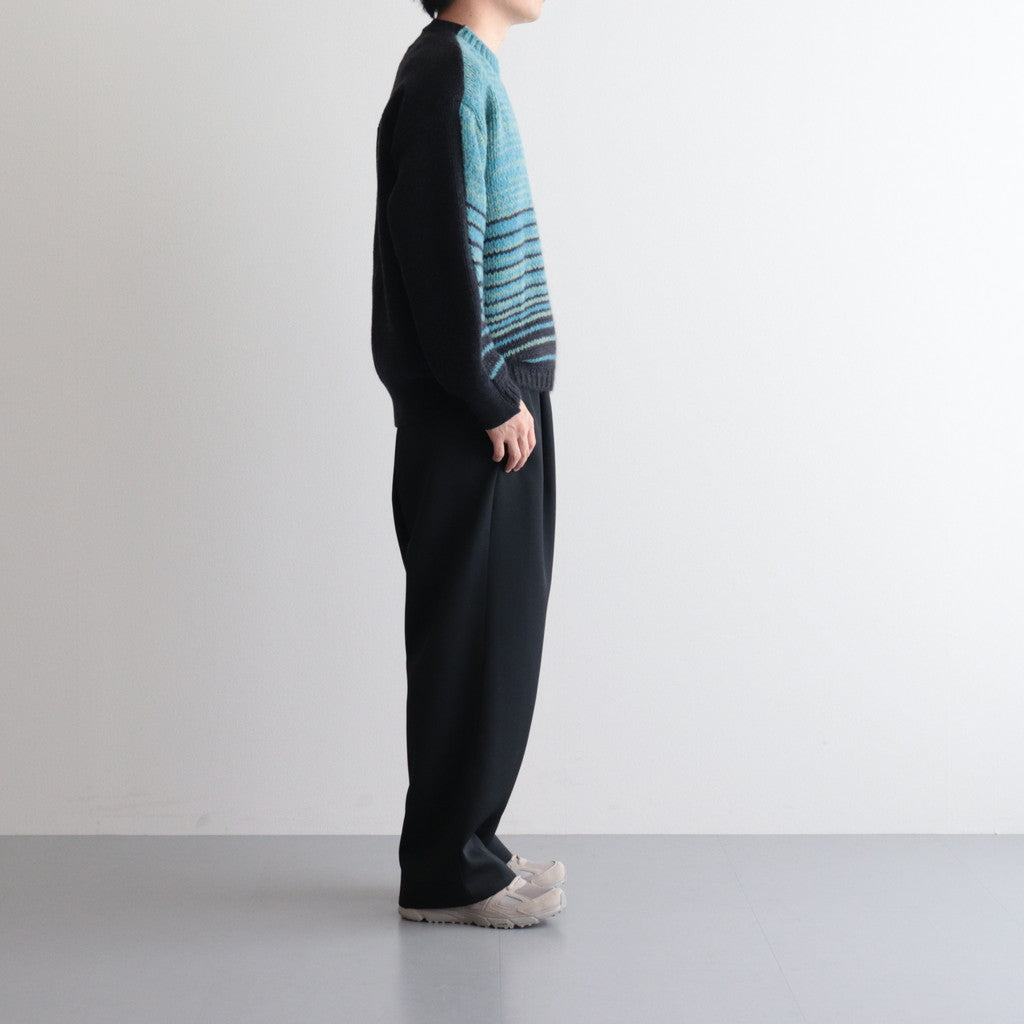 COLOR COMBINATION KNIT LS #BLUE × CHARCOAL [ST.713]