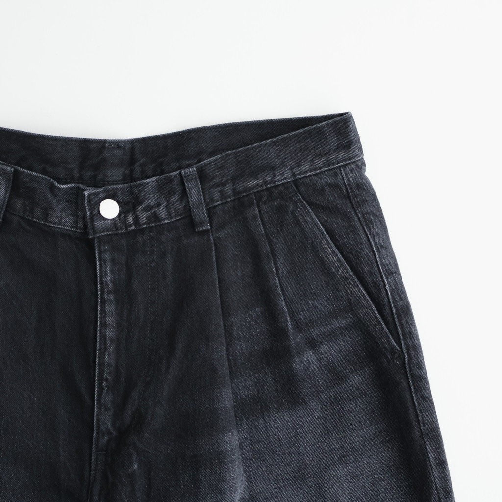 Selvage Denim Two Tuck Pants #BLACK DARK FADE [GU263-40061DB]