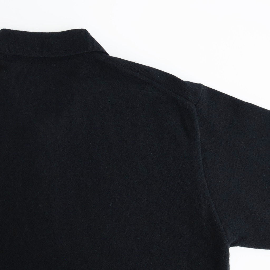EXTRA FINE WOOL KNIT POLO LS #BLACK [ST.1477]