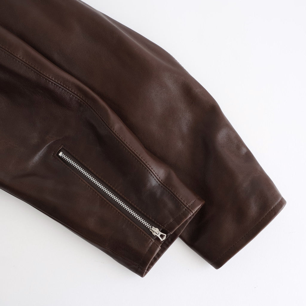 HEAVY LAMB LEATHER RIDERS JACKET #DARK BROWN [A25AB01LA] - ciacura
