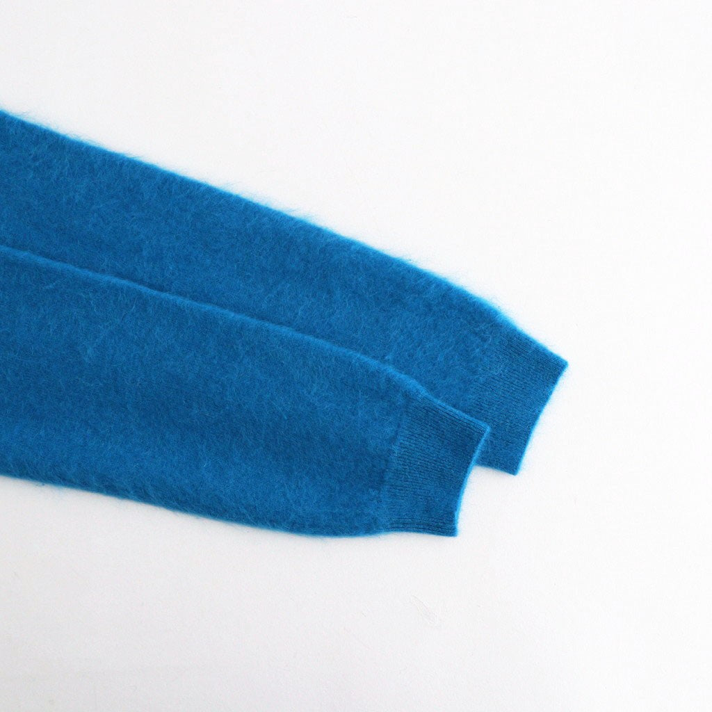 GARMENT-DYED BABY ALPACA FUR KNIT CREW-NECK CARDIGAN #ROYAL BLUE [A26AC03BA]