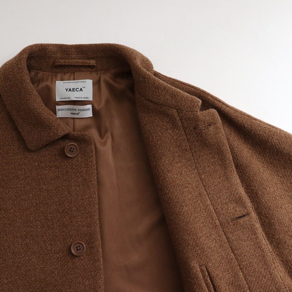 WOOL SOUTIEN COLLAR COAT SHORT #brown tweed [14551]