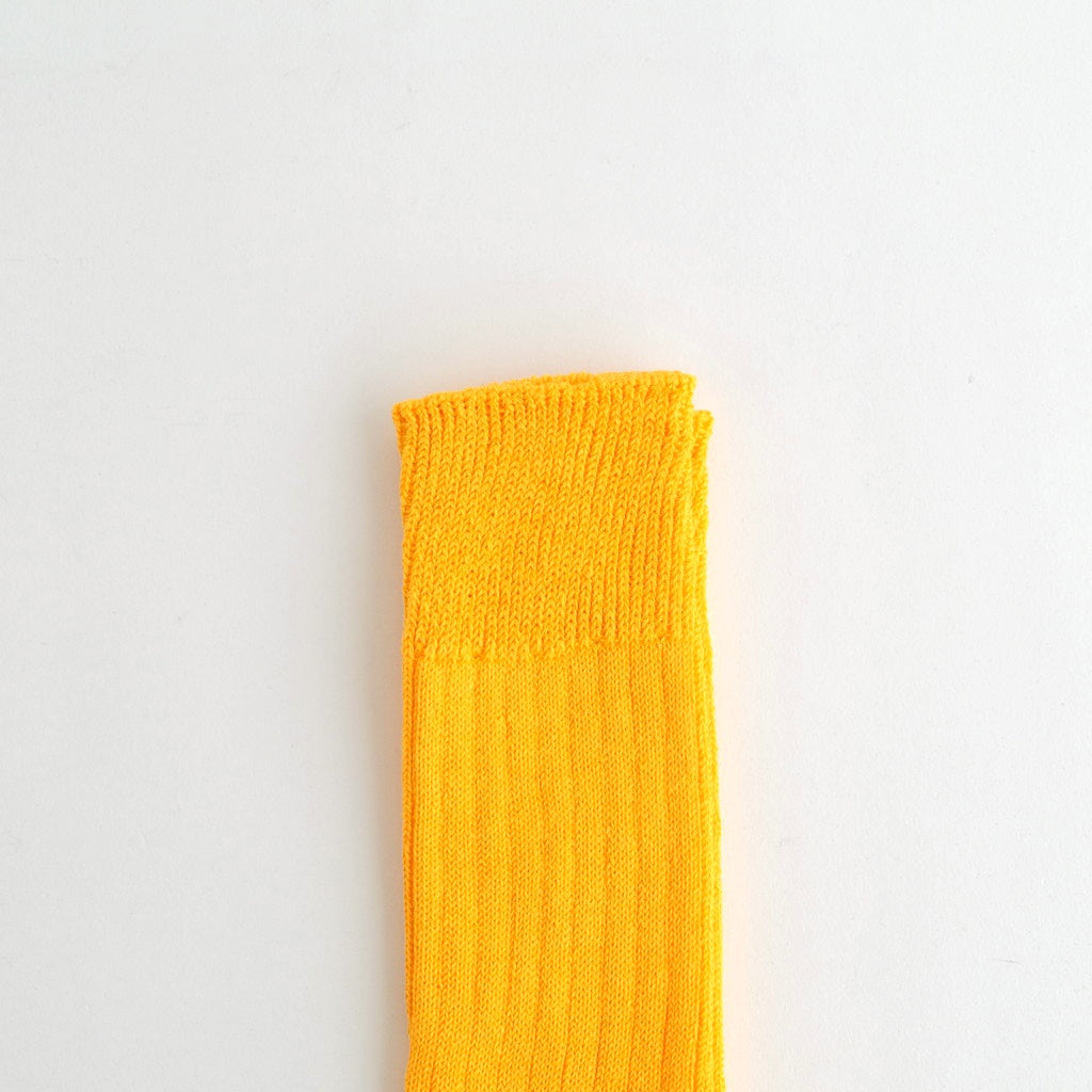 LINEN COTTON RIBBED CREW SOCKS #SUN YELLOW [R1461-SS26] - ciacura