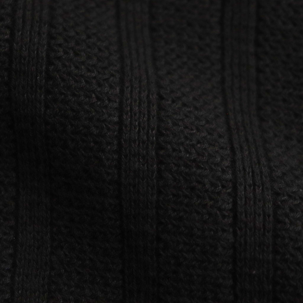 Rib Pattern Half Zip Polo #Black [2501-012]