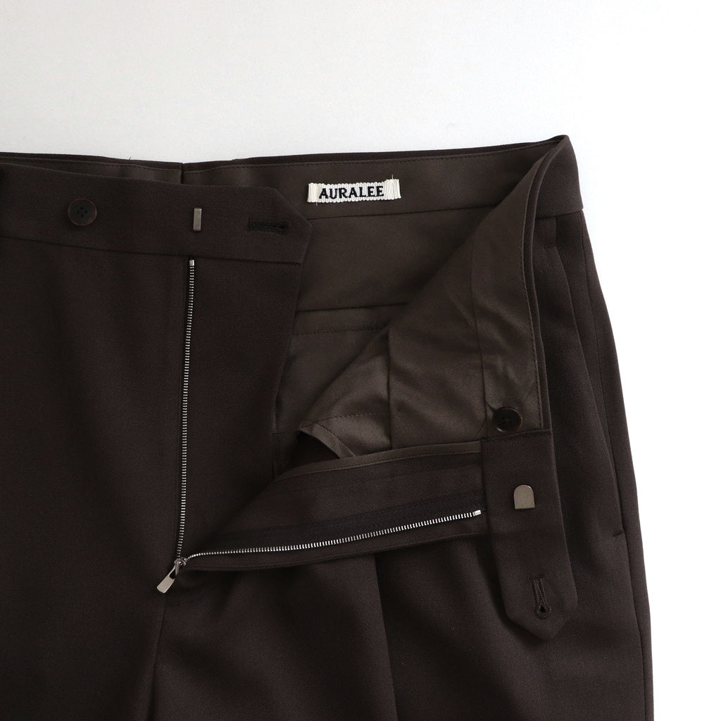 LIGHT WOOL MAX GABARDINE TWO-TUCK SLACKS #DARK BROWN [A25SP03MG]