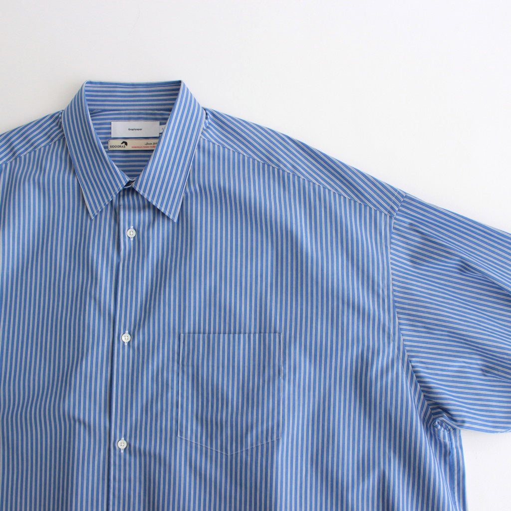 SIDOGRAS L/S Oversized Regular Collar Shirt #BLUE STRIPE [GM252-50010]