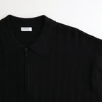 Rib Pattern Half Zip Polo #Black [2501-012]