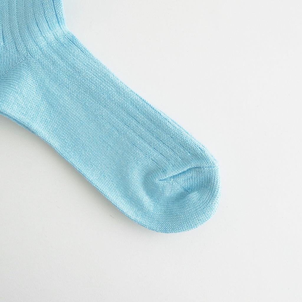 LINEN COTTON RIBBED CREW SOCKS #SKY BLUE [R1461-SS26]
