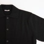 SUPER FINE WOOL RIB KNIT SHIRT CARDIGAN #BLACK [A25AC01RK]