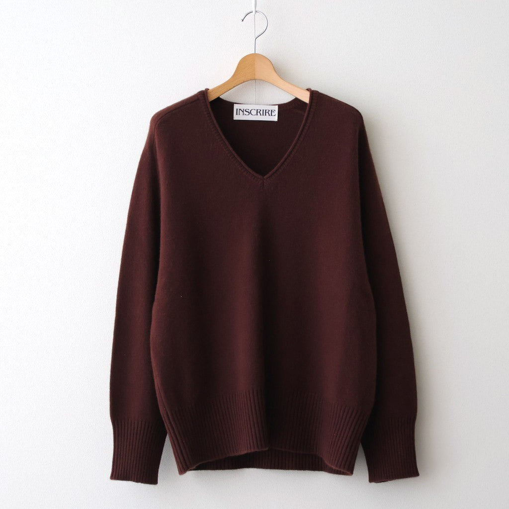 Cashmere V Neck #BORDEAUX BROWN [I25AW-IBC63]