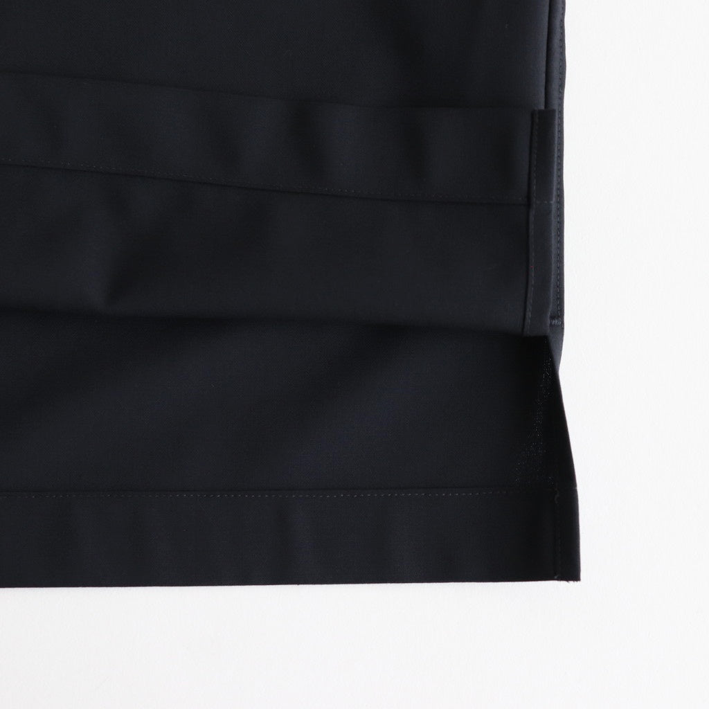 SUPER FINE TROPICAL WOOL OPEN COLLAR HALF SLEEVED SHIRT #TOP DARK NAVY [A25SS02WT]