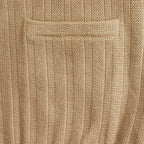 Rib Pattern Half Zip Polo #Beige [2501-012]