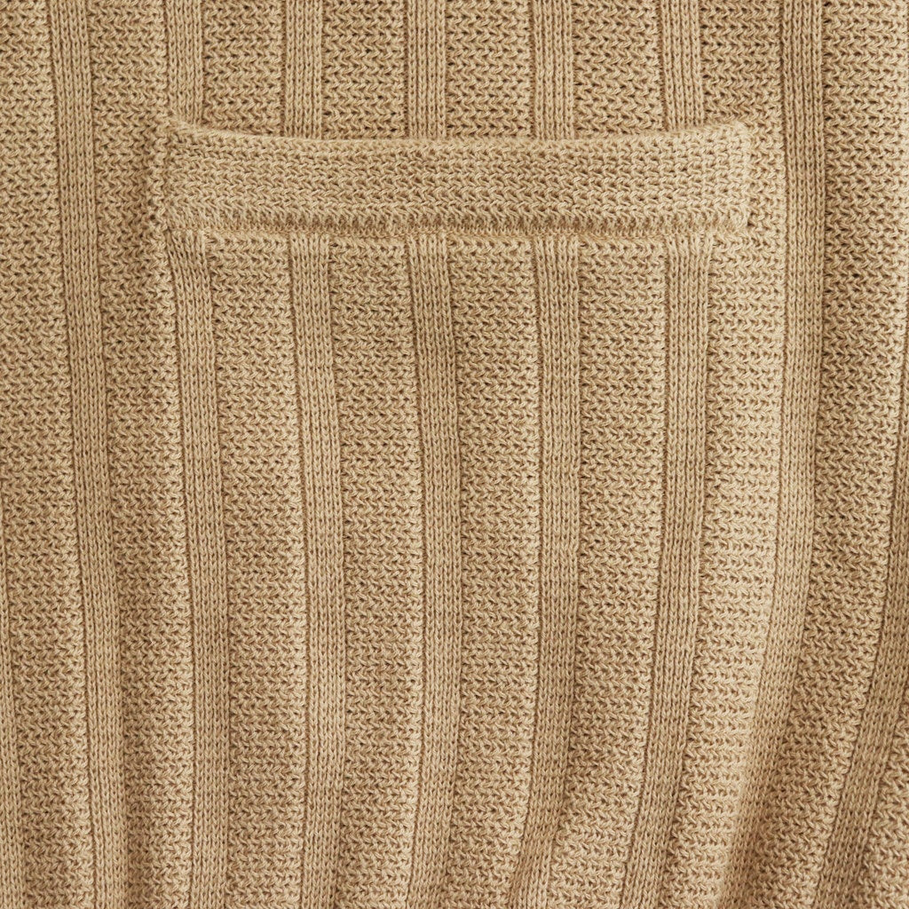 Rib Pattern Half Zip Polo #Beige [2501-012]