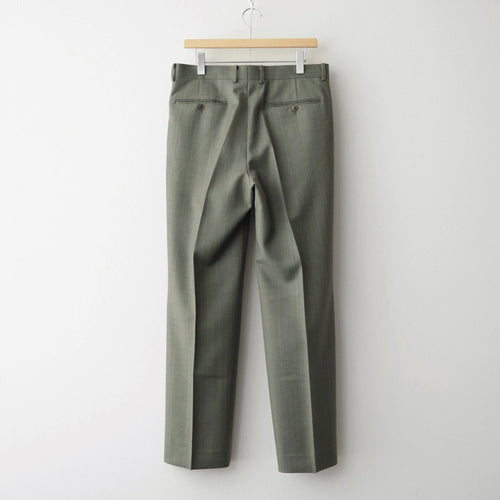 BLUEFACED WOOL TWO-TUCK SLACKS #OLIVE GRAY STRIPE [A26AP02BS]