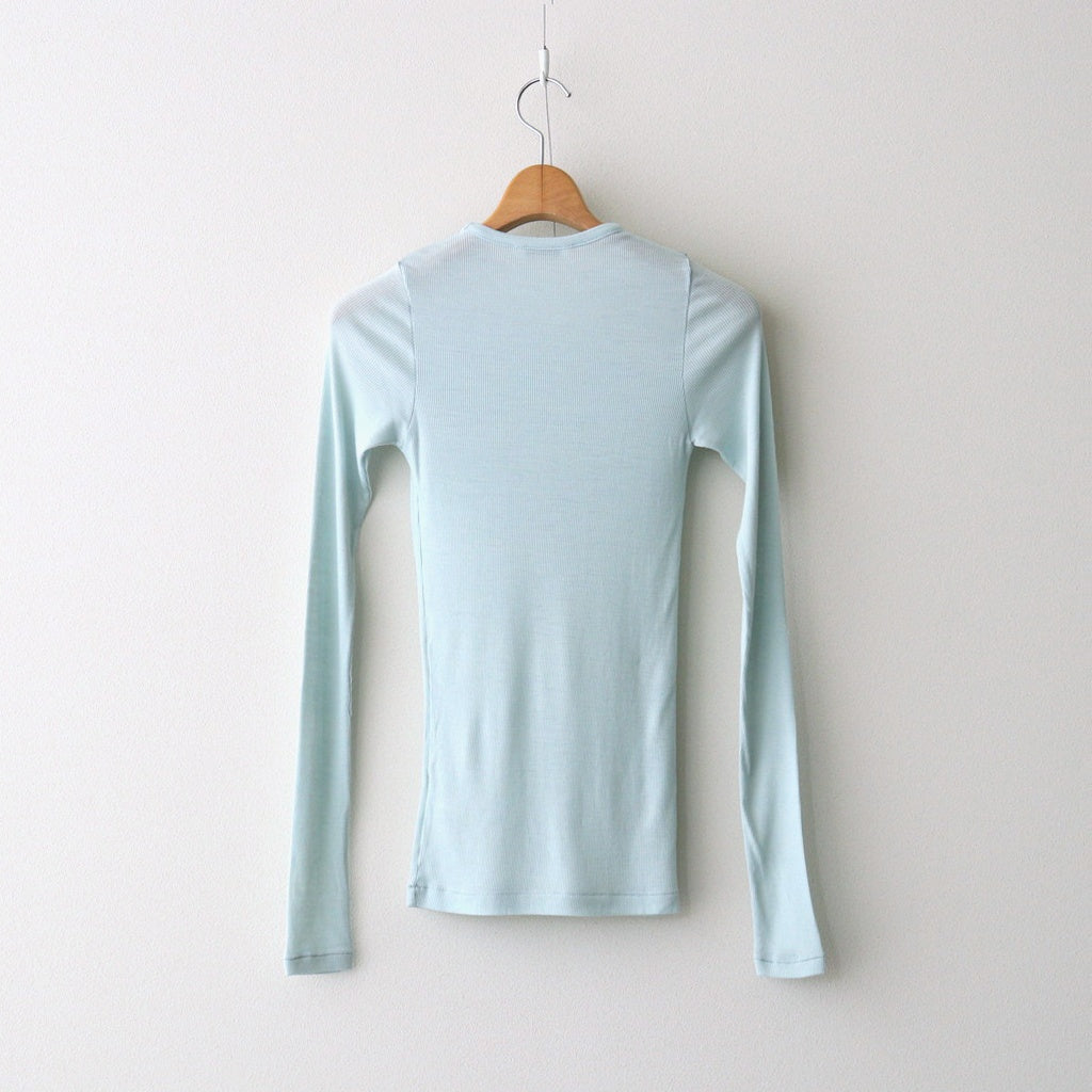 WOOL SILK SOFT RIB L/S TEE #LIGHT BLUE [A26AP01WS]