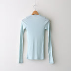 WOOL SILK SOFT RIB L/S TEE #LIGHT BLUE [A26AP01WS]