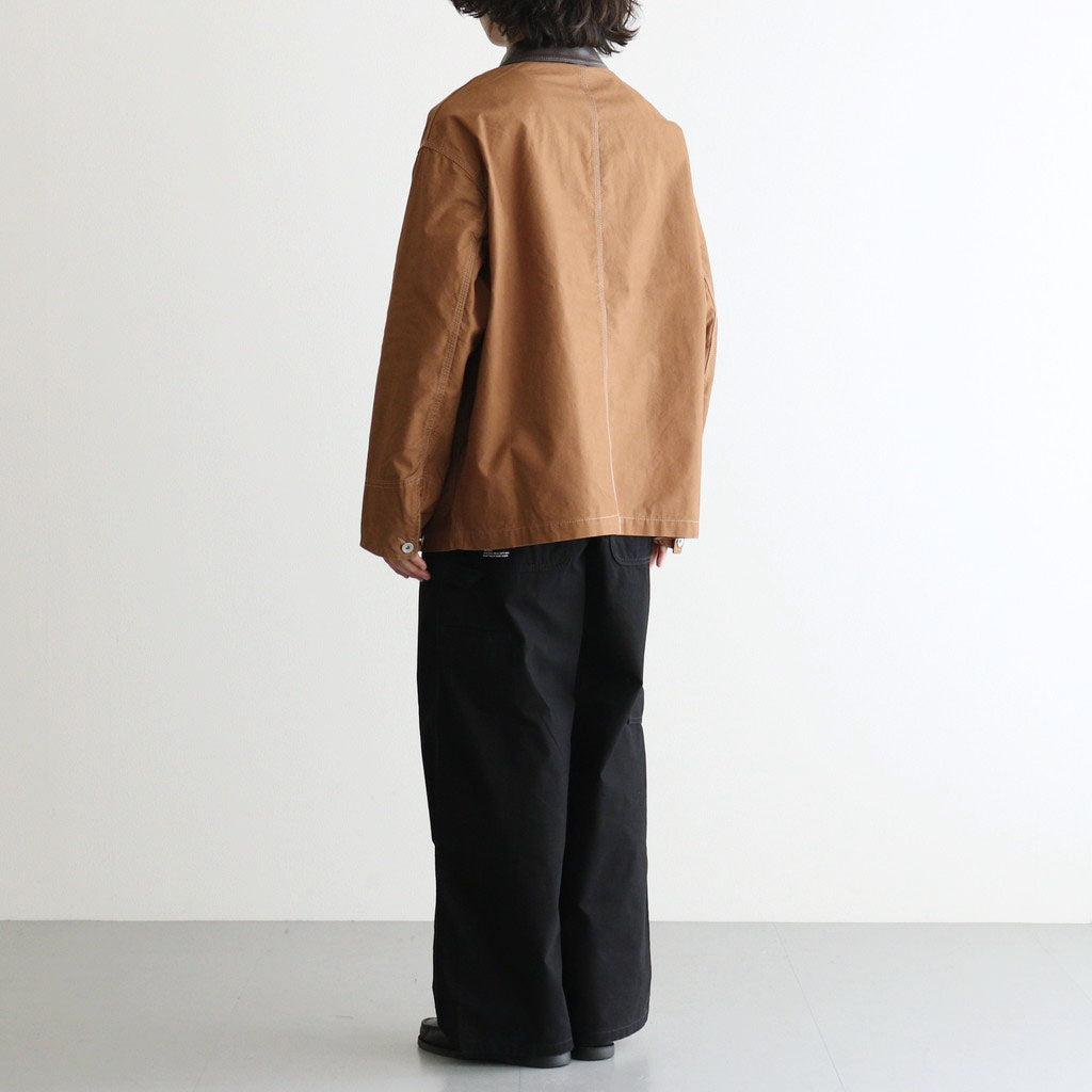 COTTON CANVAS LEATHER COLLAR WORK JACKET #CAMEL [FSC263-30032]