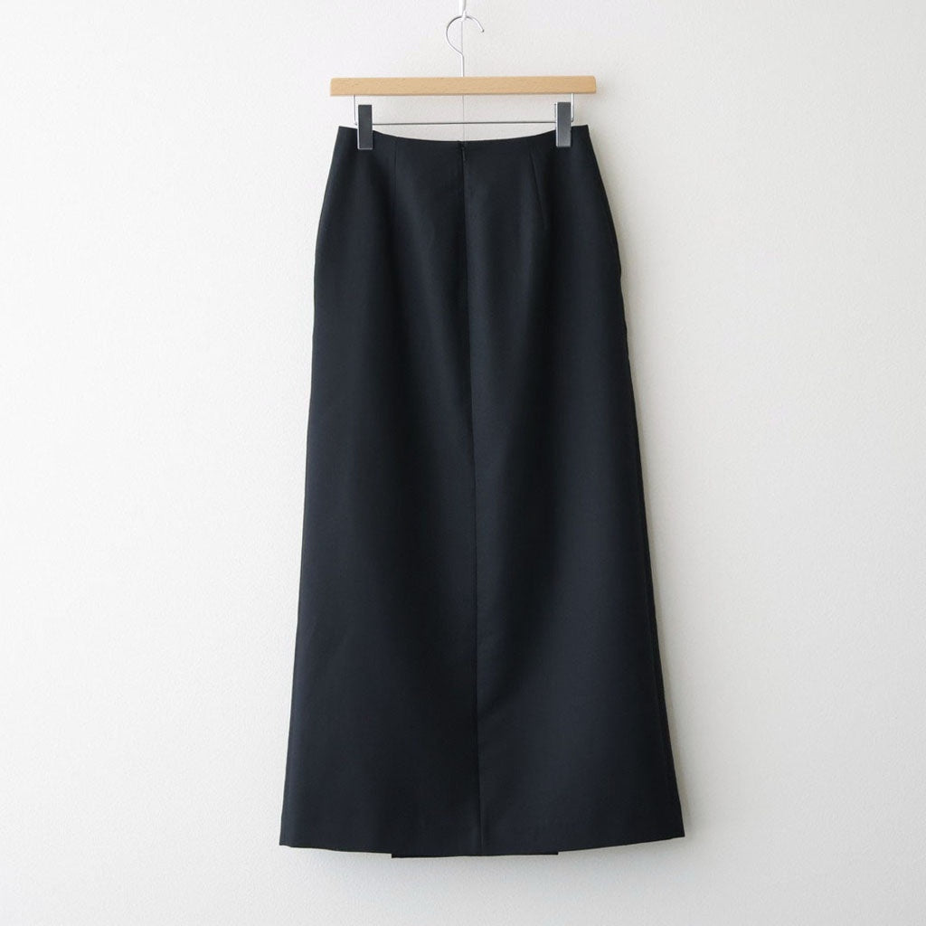 TENSE WOOL DOUBLE CLOTH SLIT SKIRT #BLACK [A26AS02HP]