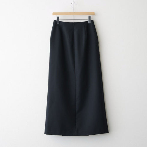 TENSE WOOL DOUBLE CLOTH SLIT SKIRT #BLACK [A26AS02HP]