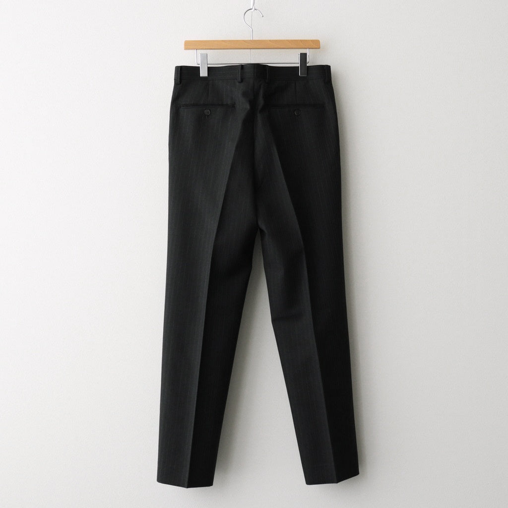 BLUEFACED WOOL TWO-TUCK SLACKS #CHARCOAL NAVY STRIPE [A25AP02BS]