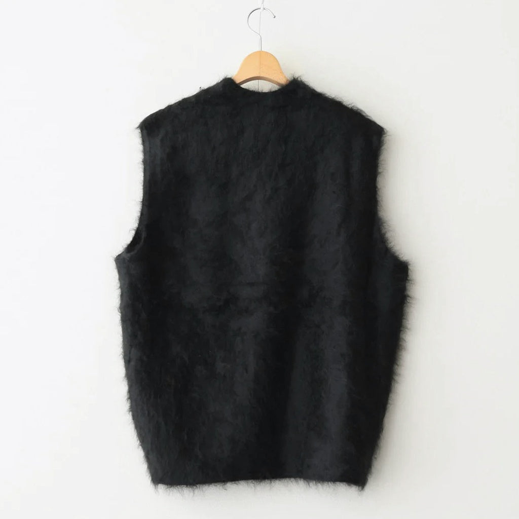 CASHMERE SHAGGY KNIT VEST #BLACK [ST.1309]