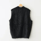 CASHMERE SHAGGY KNIT VEST #BLACK [ST.1309]