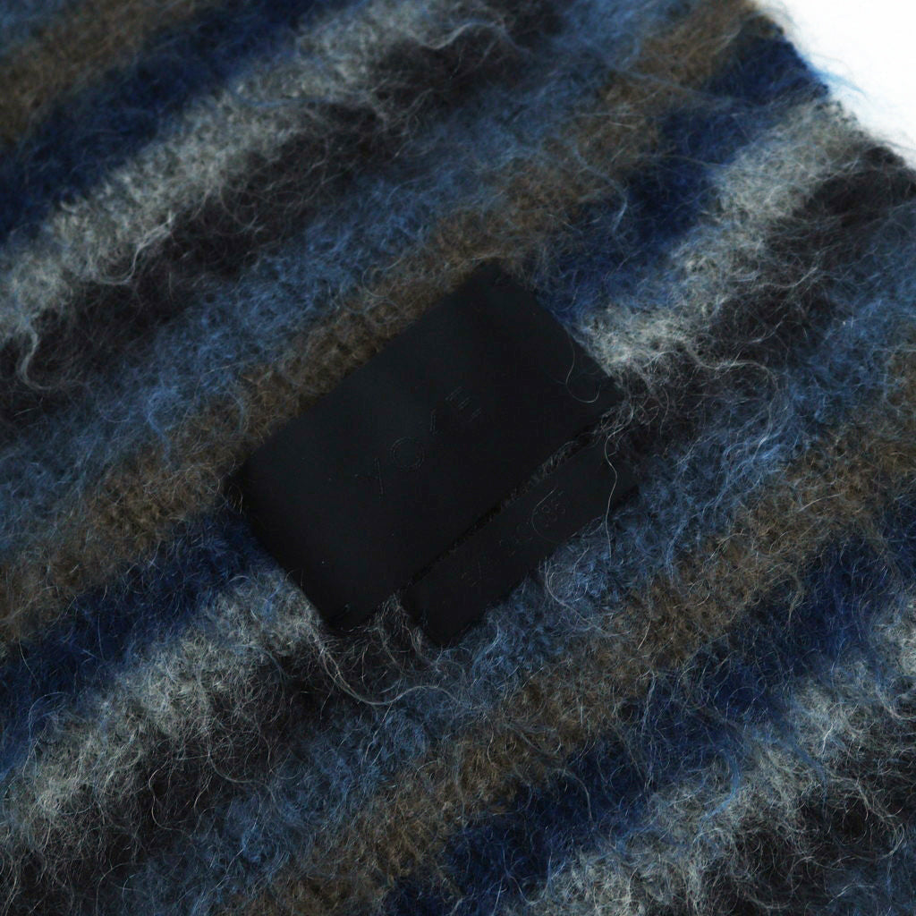 MOHAIR BORDER LONG STOLE #BLUE×CHARCOAL [YK24FW0825A]