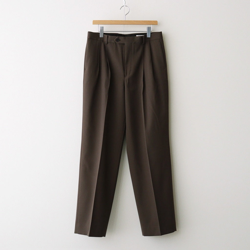 LIGHT WOOL MAX GABARDINE TWO-TUCK SLACKS #DARK BROWN [A26AP03MG]