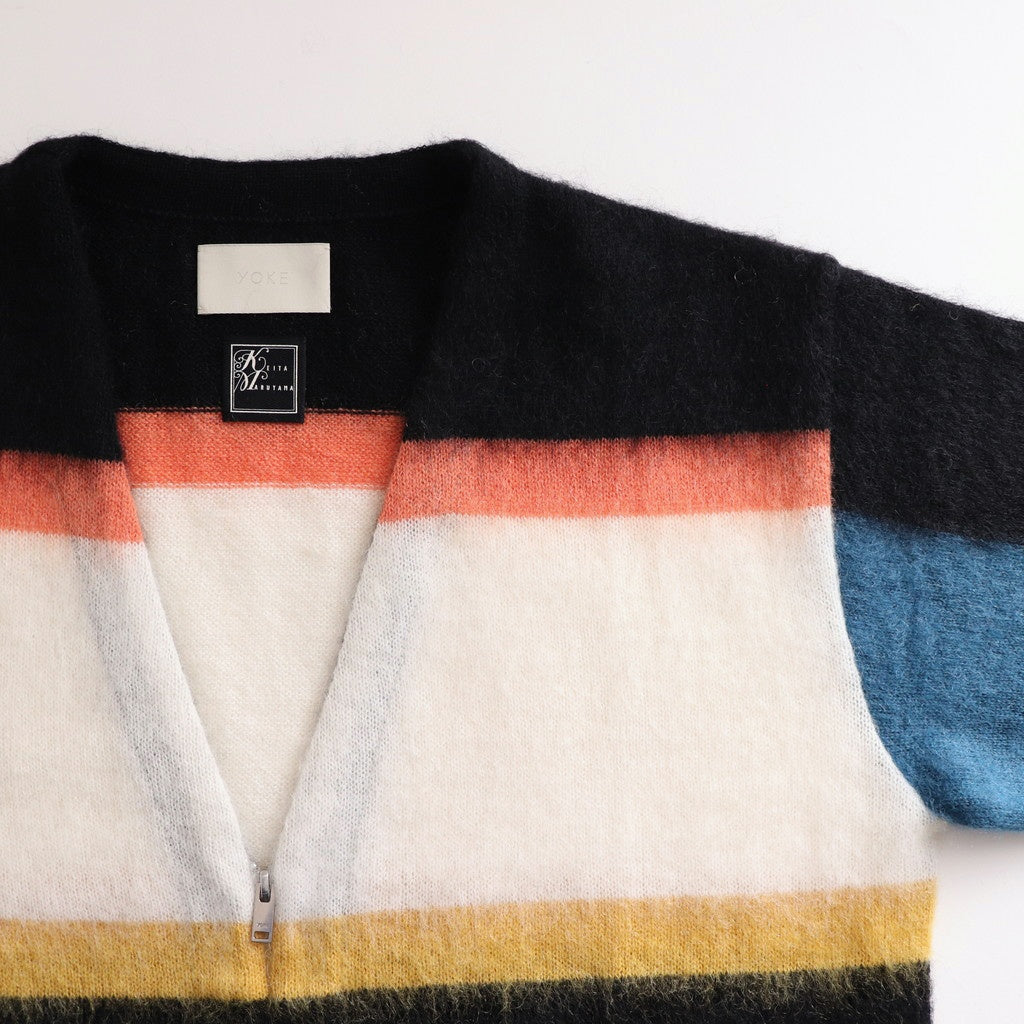 MOHAIR BORDER V-NECK ZIP CARDIGAN - KEITA MARUYAMA 30TH ANNIV. EXCLUSIVE- #BLACK [YK24FW0884S-KM]