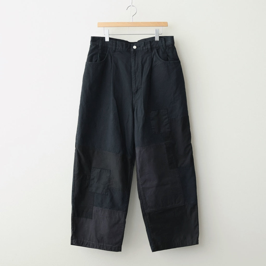 綿キャンバス 多素材MIX 製品加工 パンツ #BLACK [HQ-P024-051]