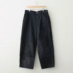 綿キャンバス 多素材MIX 製品加工 パンツ #BLACK [HQ-P024-051]