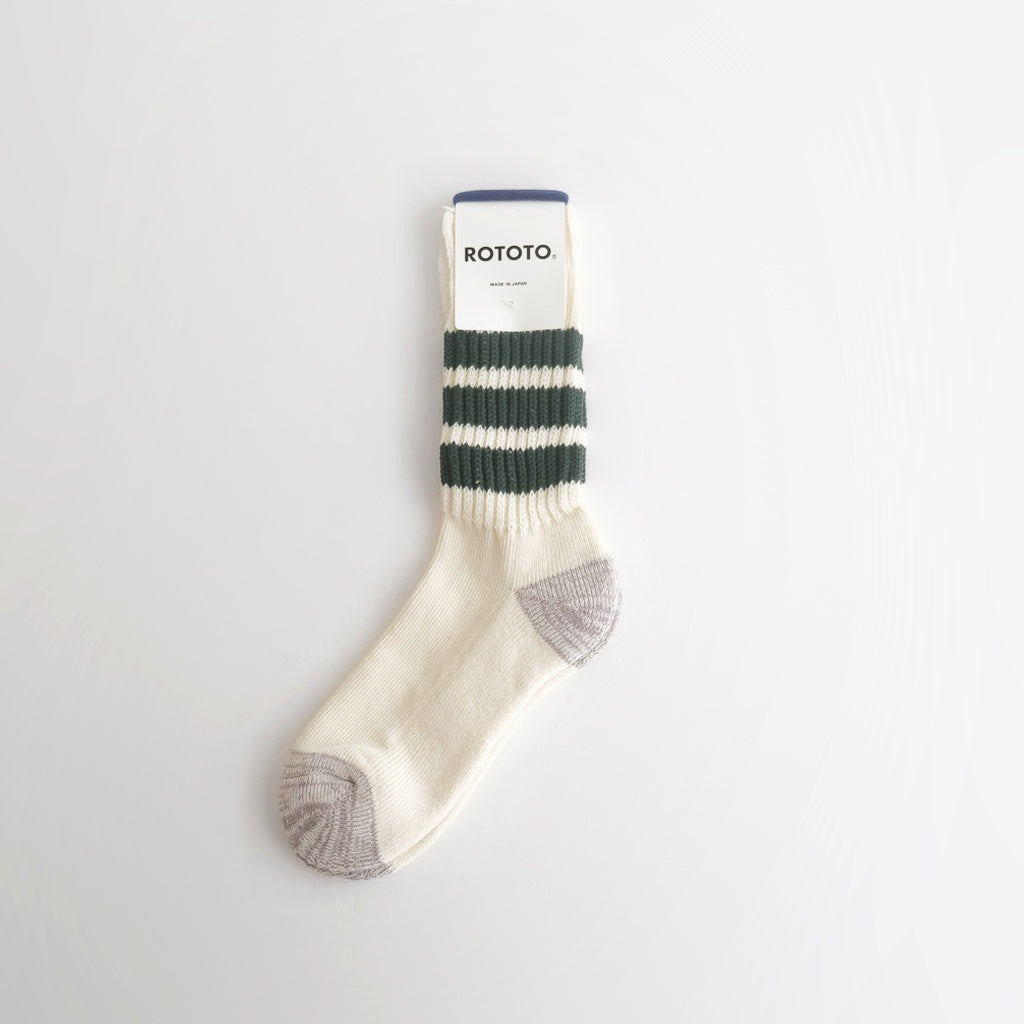 COARSE RIBBED OLDSCHOOL CREW SOCKS #D.GREEN [R1255-AW25]
