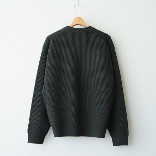 SUPER FINE WOOL RIB KNIT V-NECK P/O #TOP DARK OLIVE [A26AV03RK]