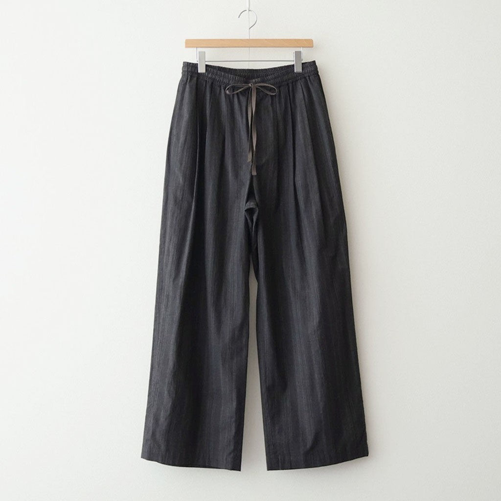 MADRAS STRIPE WIDE EASY PANTS #BLACK STRIPE [N0037]