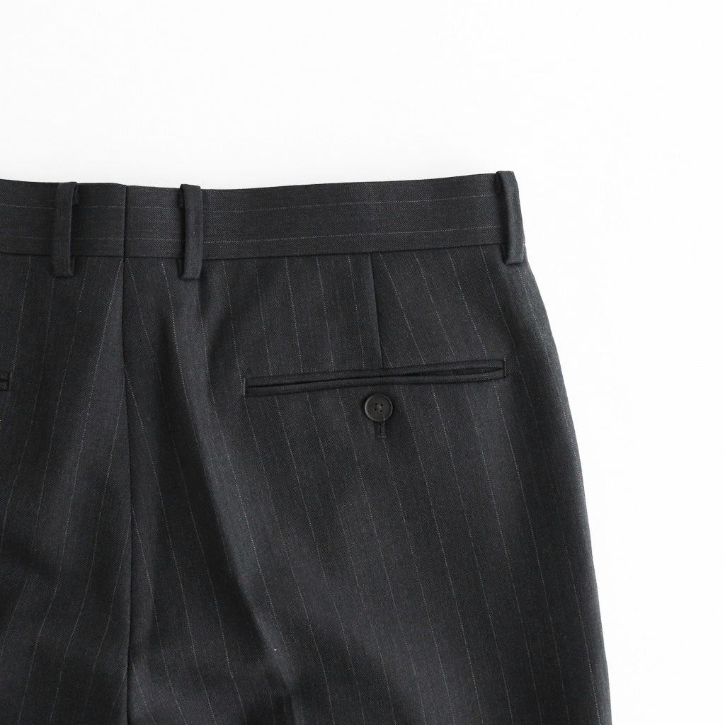 BLUEFACED WOOL TWO-TUCK SLACKS #CHARCOAL NAVY STRIPE [A26AP02BS]